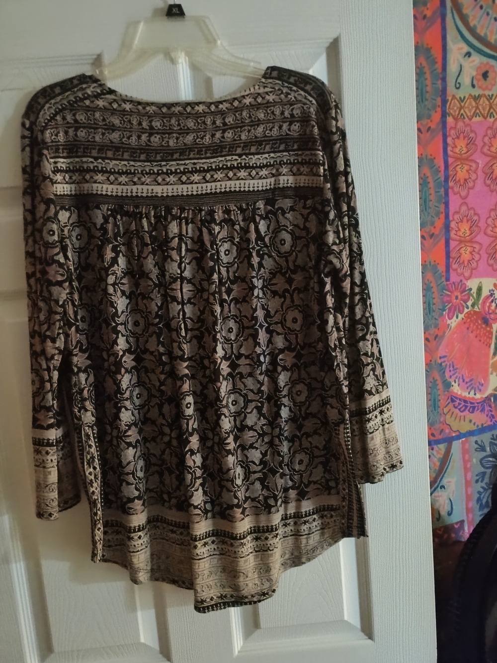Lucky Brand Black & Cream Floral Embroidered Tunic - Picture 2 of 5